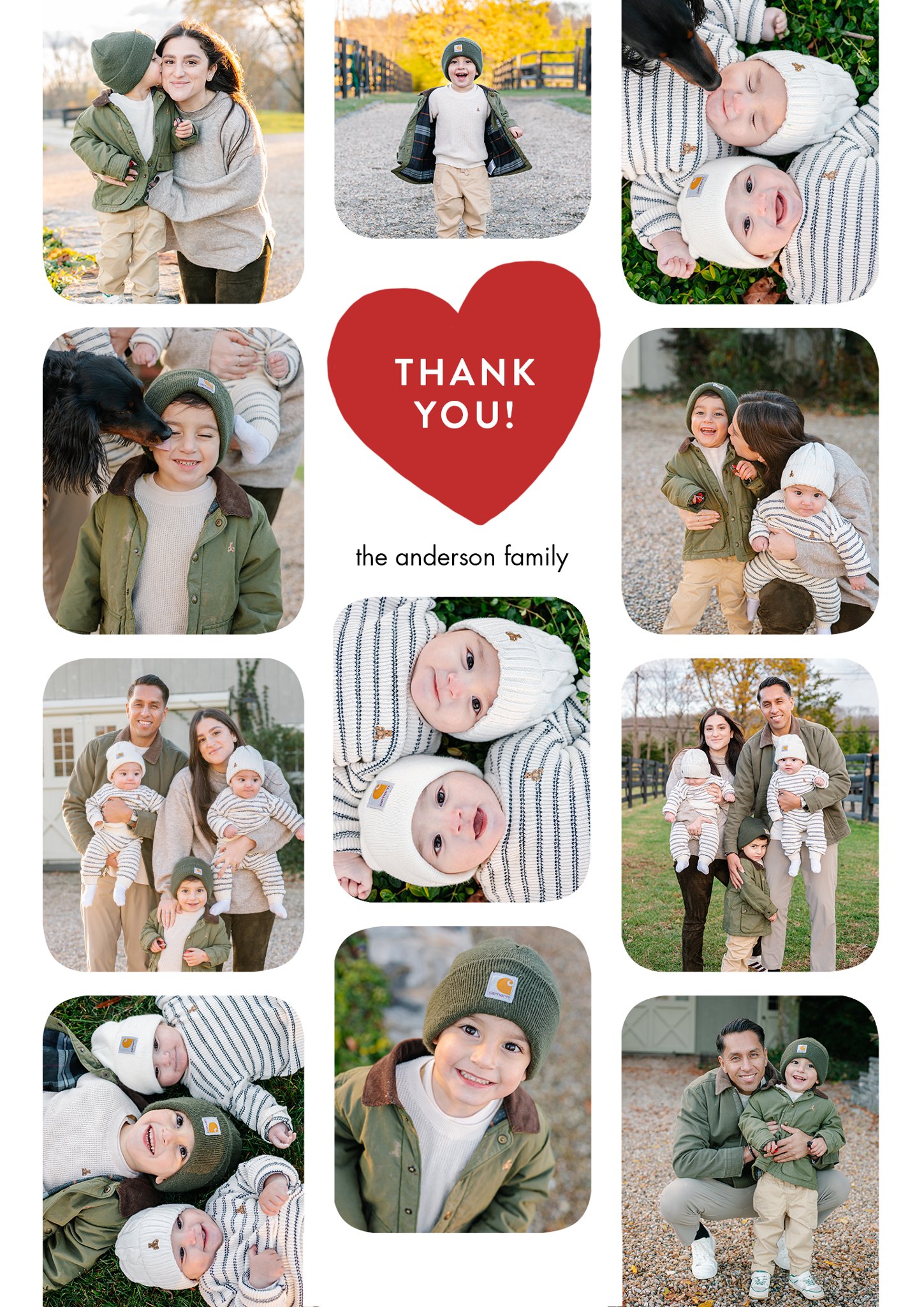 Thank You Heart Memories Premium Double Sided Photo Card in Red, 5x7, Portrait