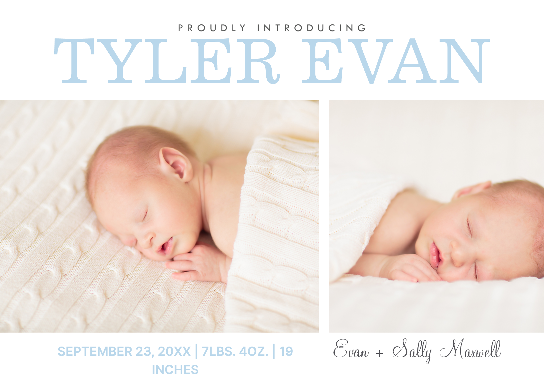 Simplistic Collage Premium Double Sided Photo Card in Blue, 5x7, Horizontal