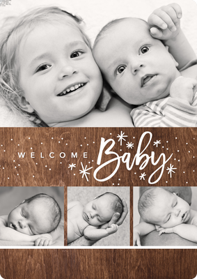 Baby Stars Script Photo Card, 5x7