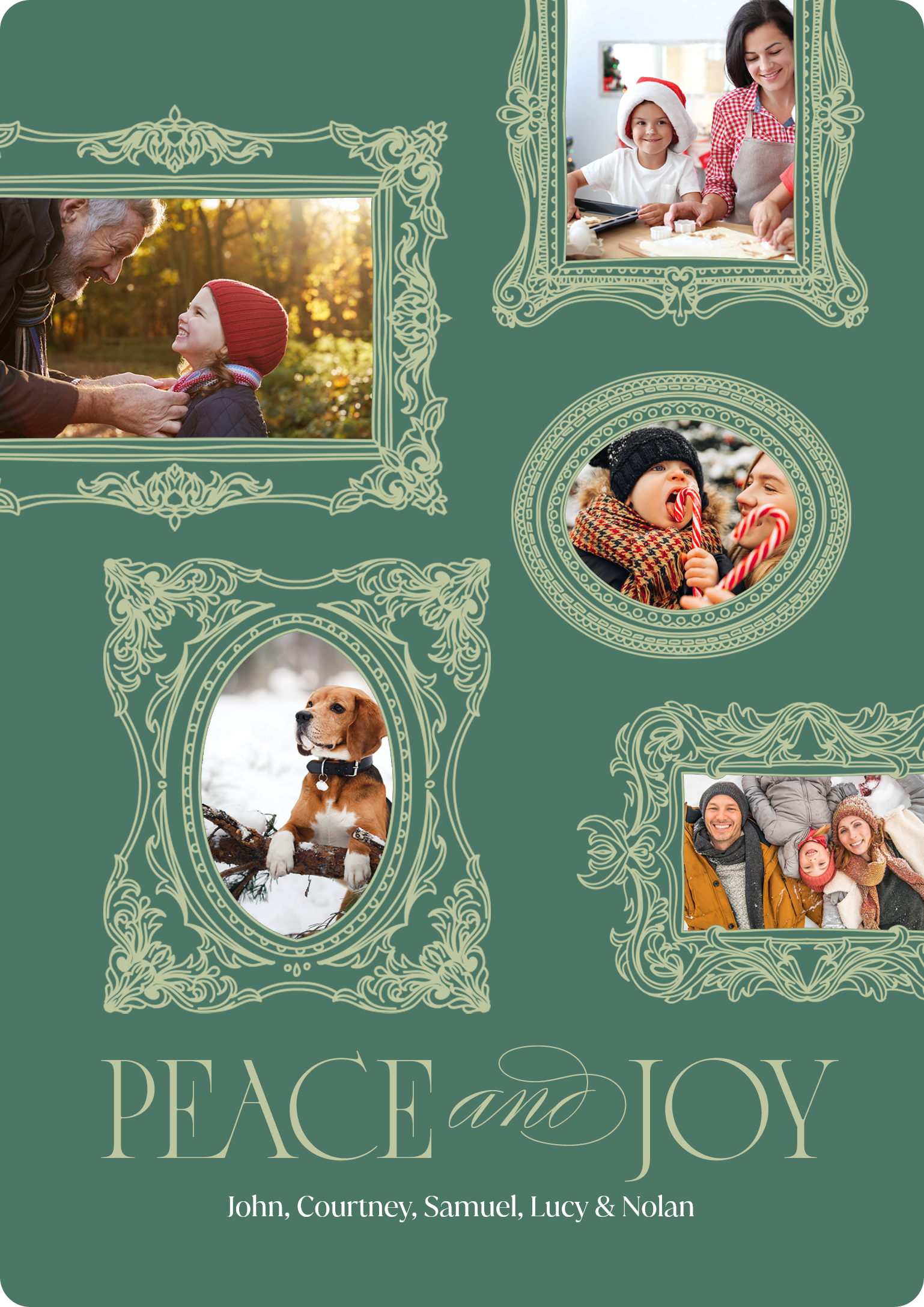Ornate Wall Frames Premium Double Sided Photo Card in Green, 5x7, Vertical