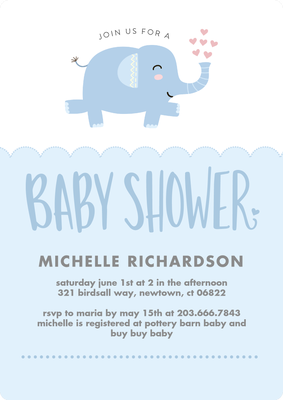 Baby Shower Elephant Hearts Photo Card, 5x7