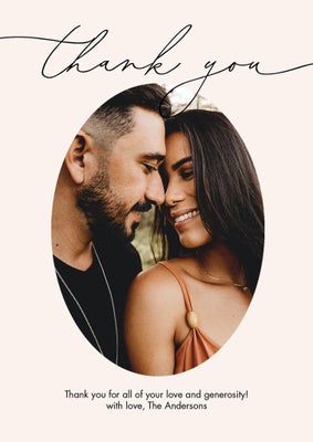 Thank You Script Oval Photo Card, 5x7