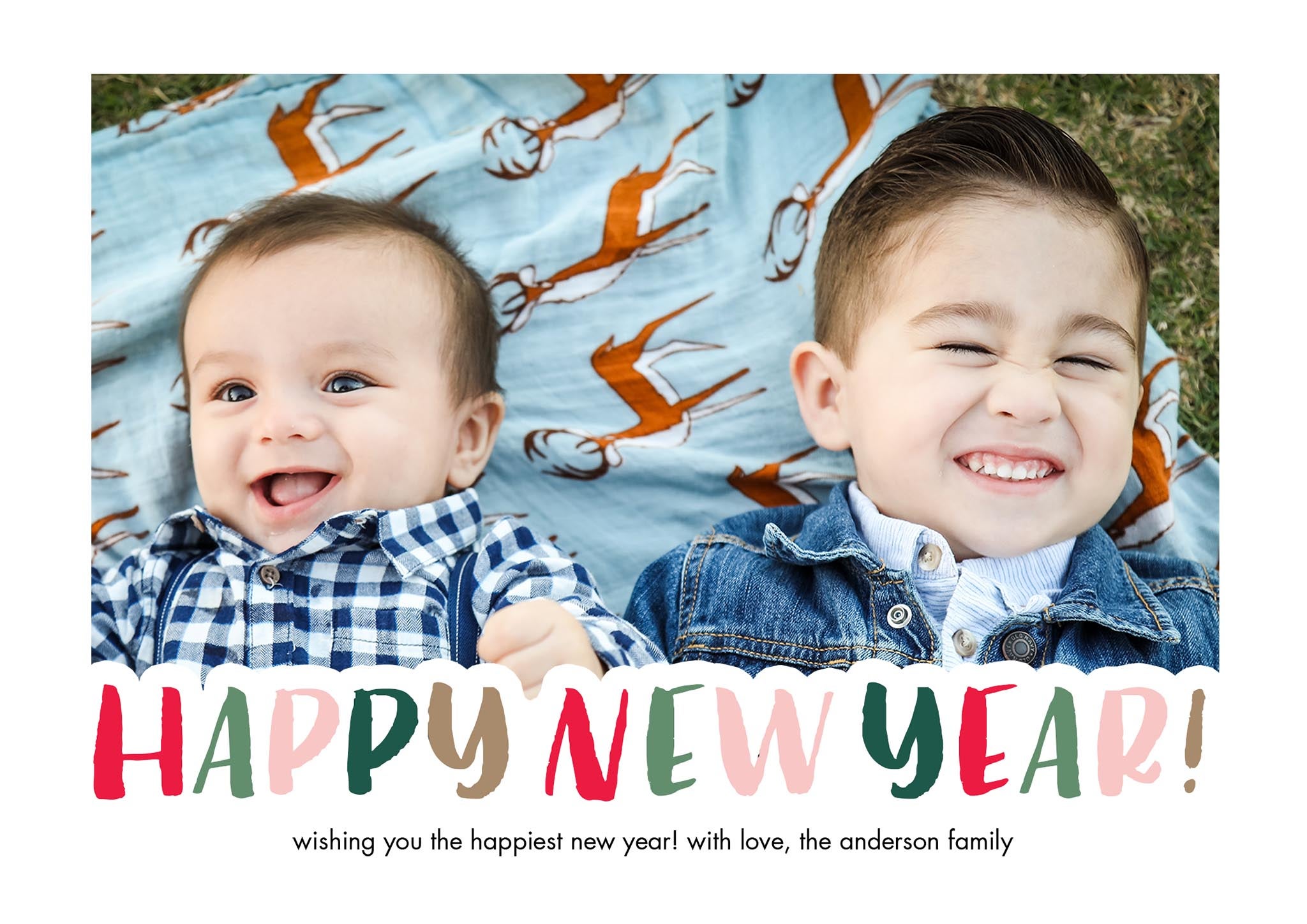 New Year Collage Premium Double Sided Photo Card in White, 5x7, Landscape
