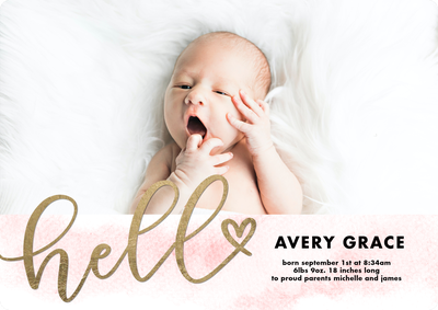 Baby Hello Script Photo Card, 5x7