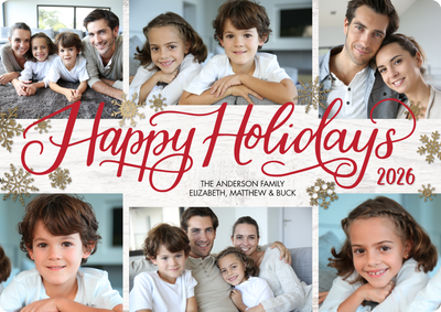 2026 Holiday Rustic Snowflakes Photo Card, 5x7