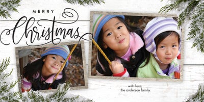 Christmas Greenery Rustic Photo Card, Square, 4x8