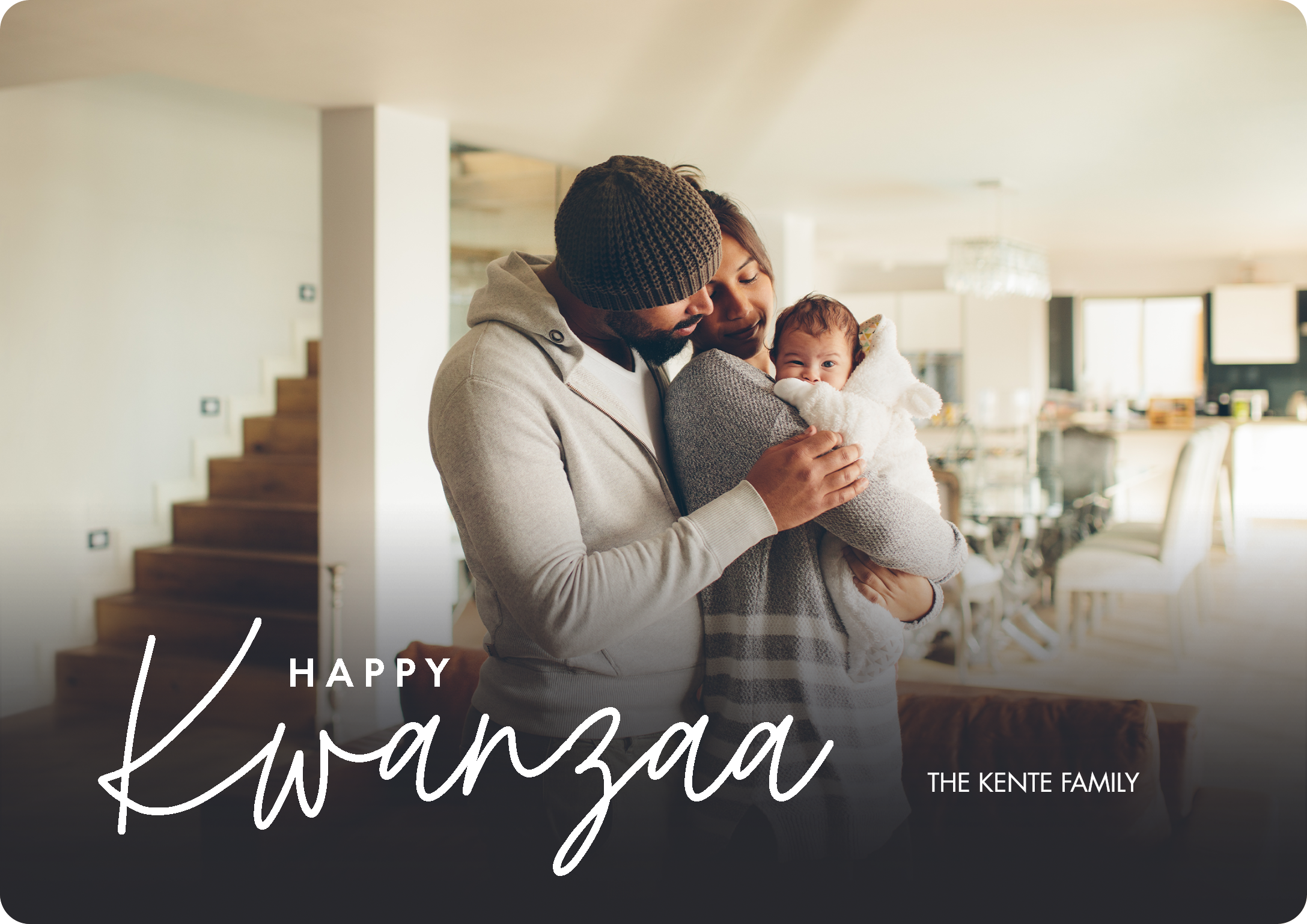 Simple Kwanzaa Premium Double Sided Photo Card in Black, 5x7, Horizontal