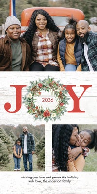 2026 Christmas Joy Wreath Photo Card, Square, 4x8