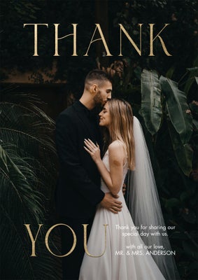 Thank You Type Gold Photo Card, 5x7