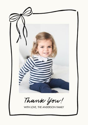 Thank You Drawn Ribbon Photo Card, 5x7