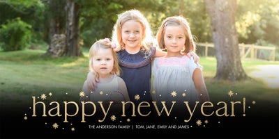 New Year Stars Colorful Photo Card, Square, 4x8