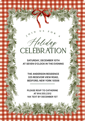 Holiday Invite Gingham Photo Card, 5x7