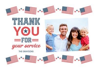 Red White And Thank You Portrait Folded Card, 5x7