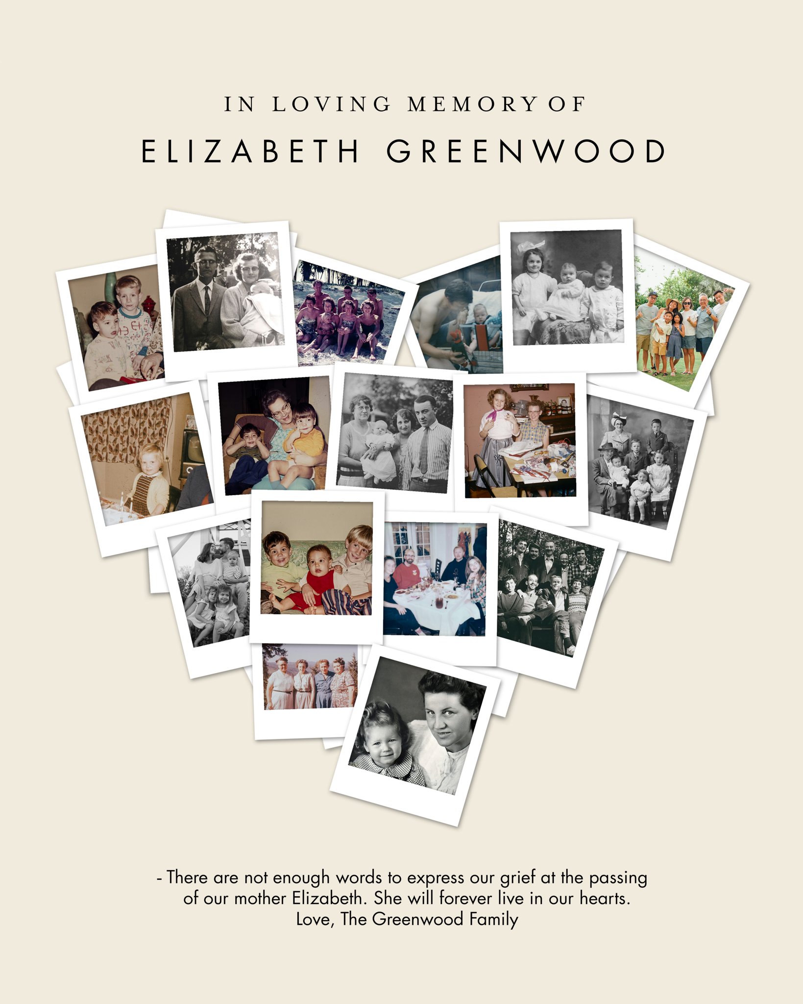 Poster Prints 11x14 Portrait Memorial Heart Customizable in White, Portrait