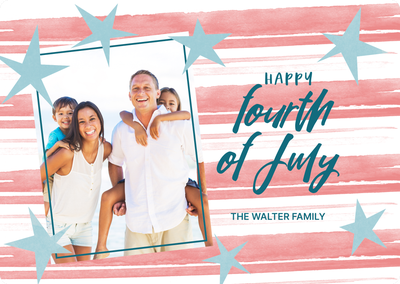 Watercolor Stars and Stripes Photo Card, 5x7
