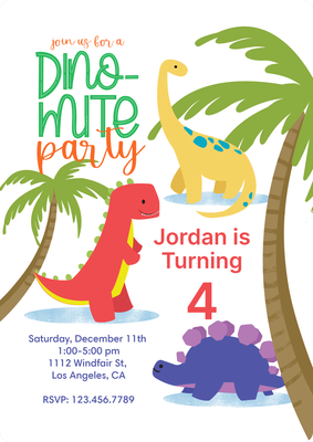 Dino Mite Party Photo Card, 5x7