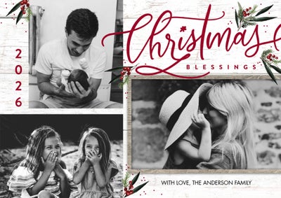 Christmas 2026 Blessings Rustic Photo Card, 5x7
