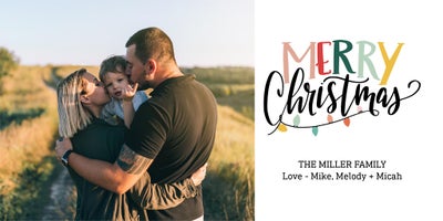 Colorful Merry Photo Card, Square, 4x8