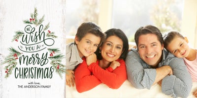 Christmas Tree Berries Collage Photo Card, Square, 4x8