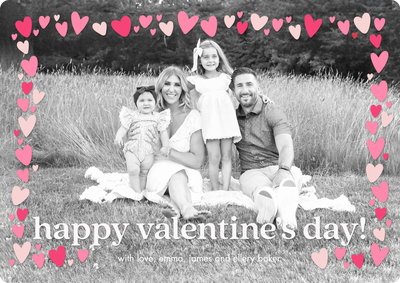 Valentine Border Hearts Photo Card, 5x7