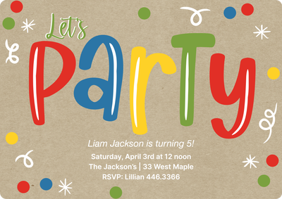 Lets Party Photo Card, 5x7