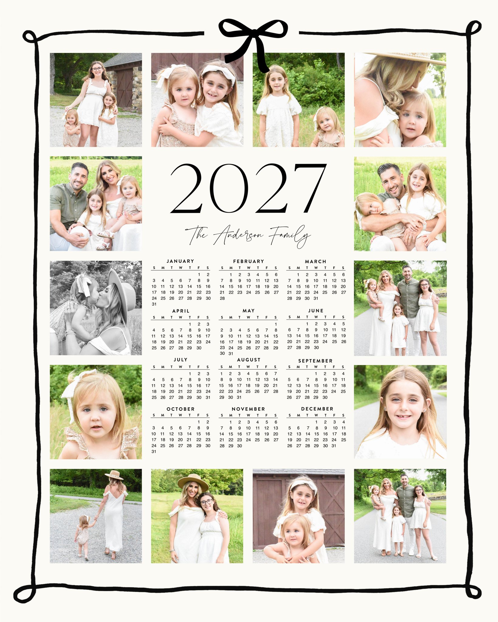 Poster Prints 16x20 Portrait 2027 Ribbon Frame Customizable in White, Portrait