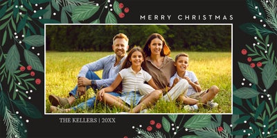 Merry Holly Photo Card, Square, 4x8