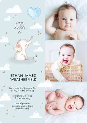 Baby Hello Elephant Photo Card, 5x7