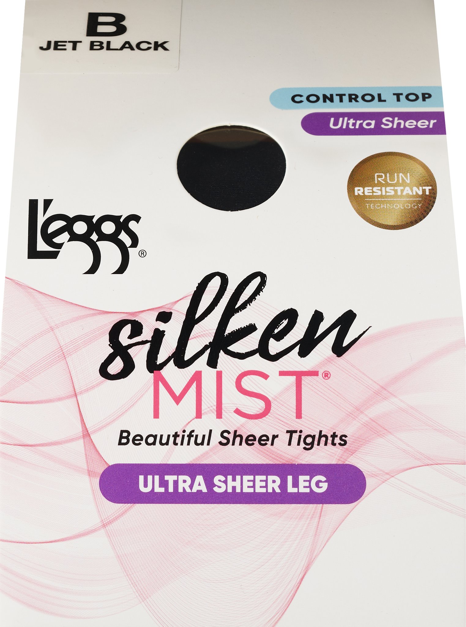 L'eggs Silken Mist Ultra Sheer Control Top Pantyhose, Jet Black