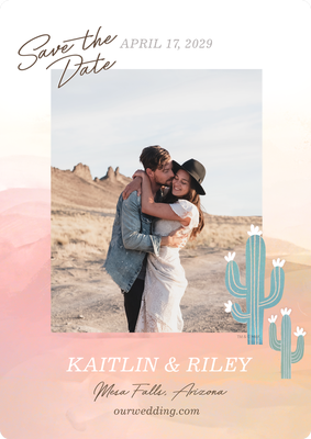 Serene Western Desert Save the Date Photo Card, 5x7