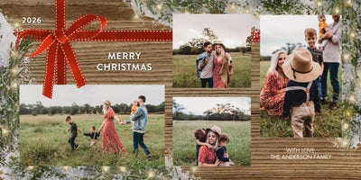 Christmas 2026 Ribbon Photo Card, Square, 4x8