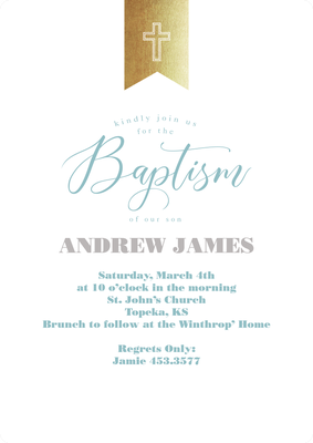 Gleaming Cross Baptism Photo Card, 5x7