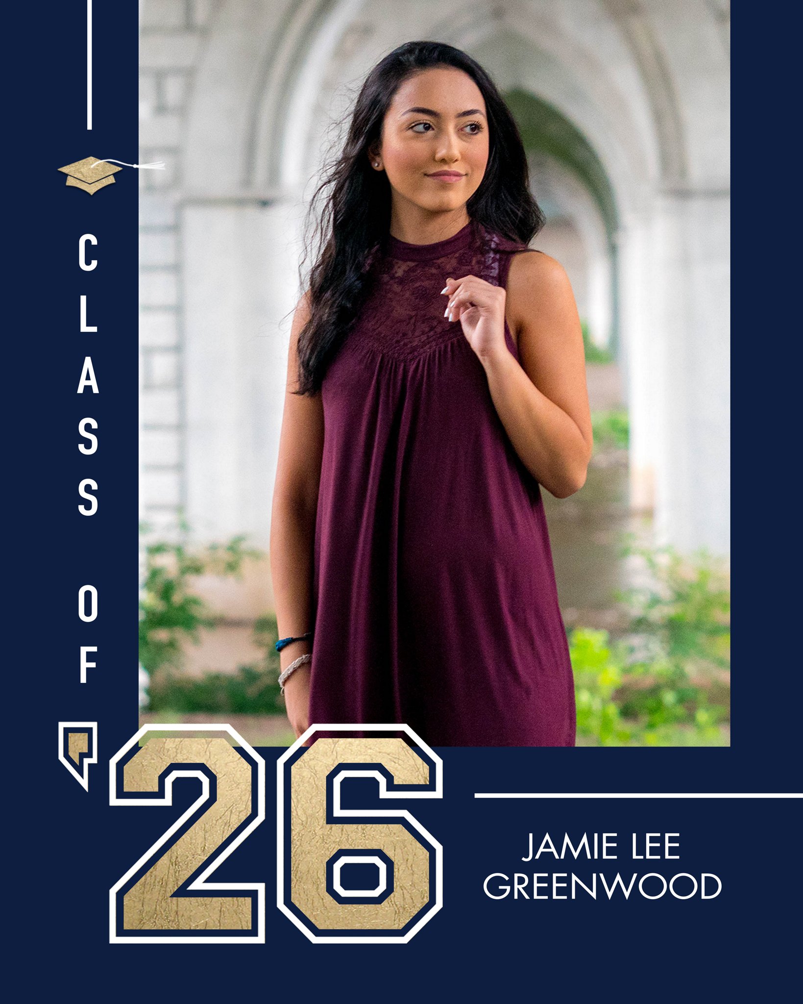 Poster Prints 11x14 Portrait Grad 2026 Collegiate Customizable in Blue, Vertical