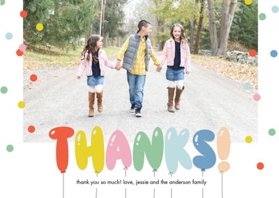 Thanks Balloons Photo Card, 5x7