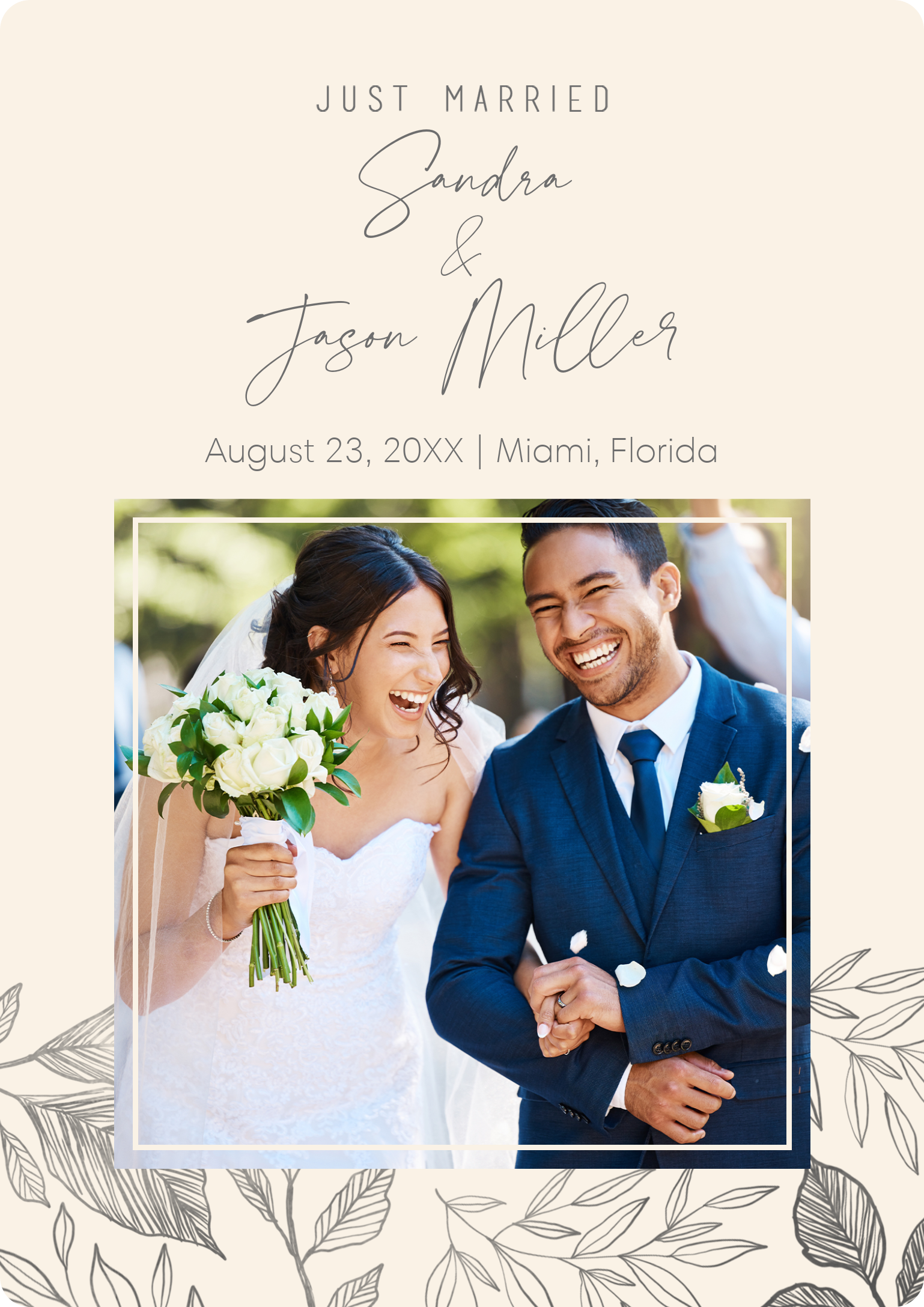 Corner Botanical Premium Double Sided Photo Card in Yellow, 5x7, Vertical