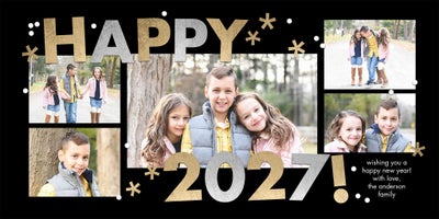 New Year 2027 Colorful Photo Card, Square, 4x8