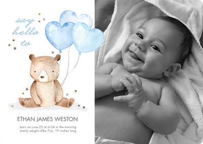 Baby Bear Balloons Photo Card, 5x7