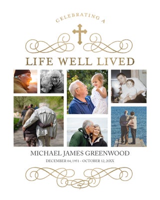 Portrait Memorial Cross Collage Board Prints
