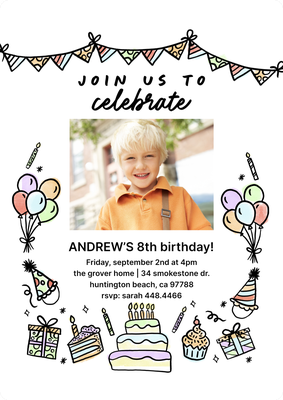 Birthday Banner Fun Photo Card, 5x7