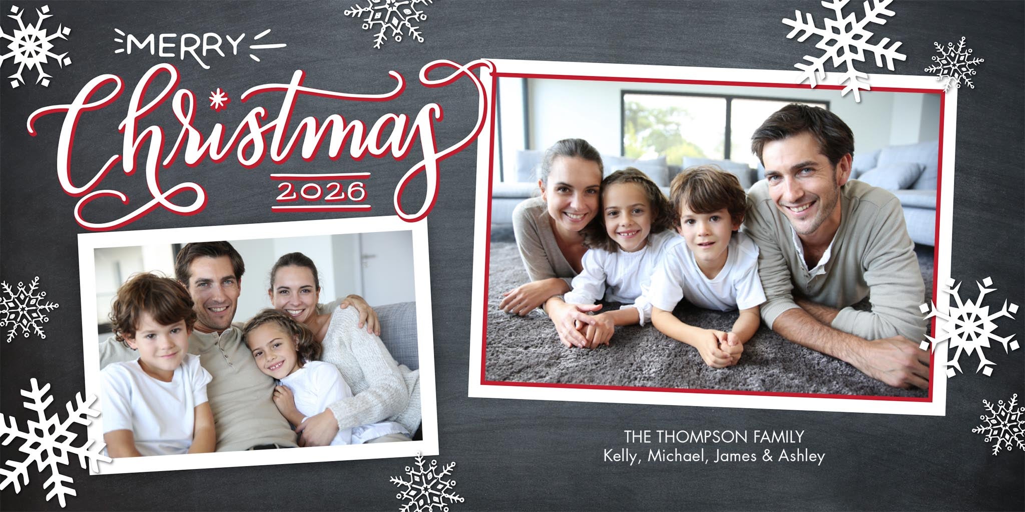 2026 Christmas Frames Photo Card, Square in Grey, 4x8, Landscape