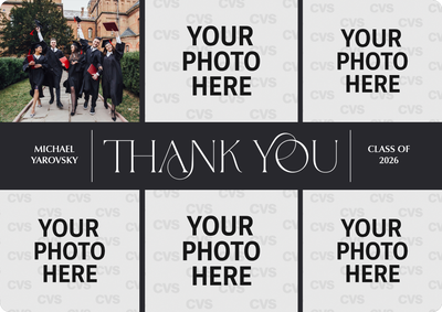 Centered Thank You Grid Photo Card, 5x7
