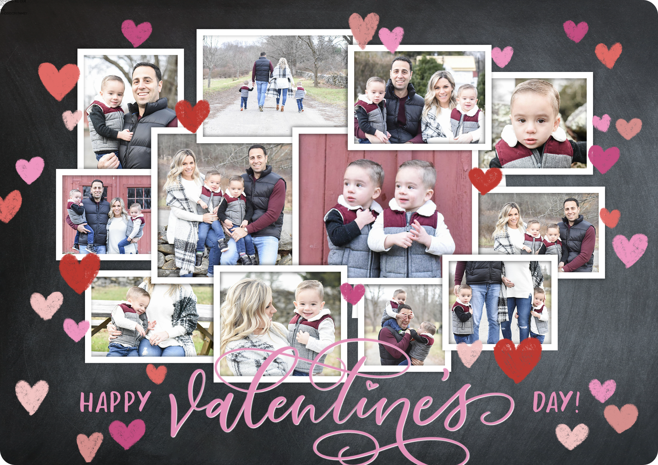 Valentine Collage Rustic Premium Double Sided Photo Card in White, 5x7, Landscape