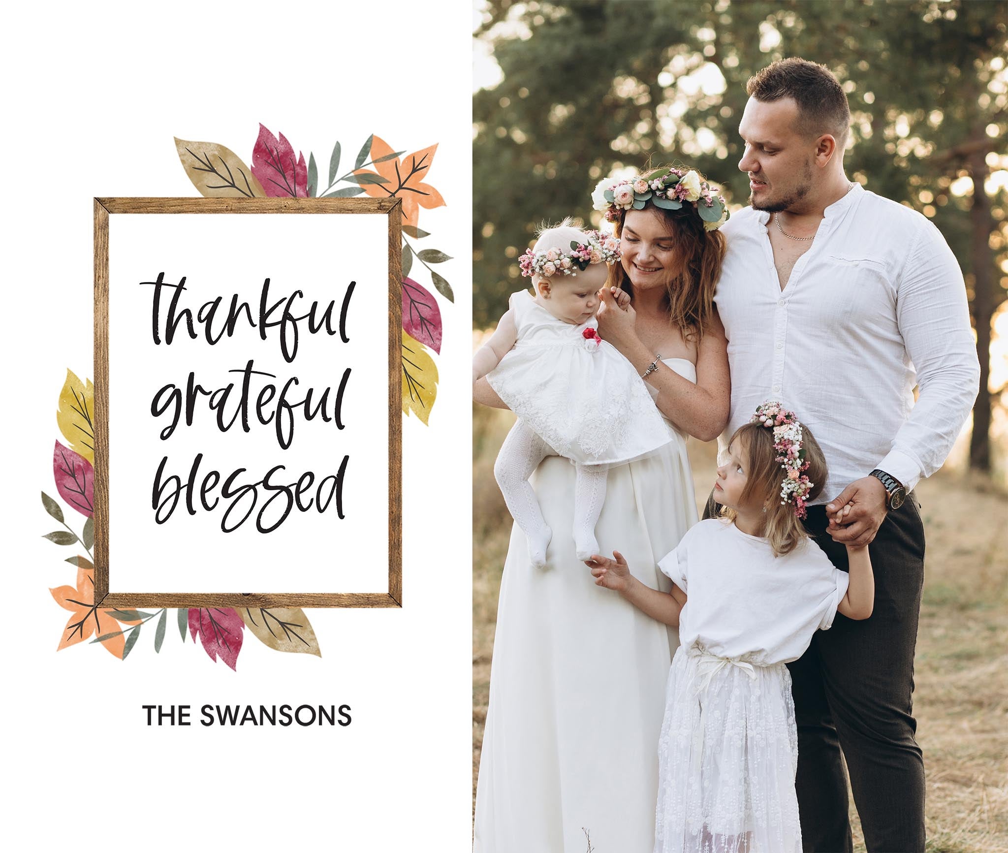 Thankful Grateful Blessed Photo Puzzle in White, 11x13, Horizontal
