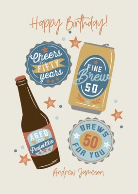 Happy Birthday Brews Folded Card, 5x7