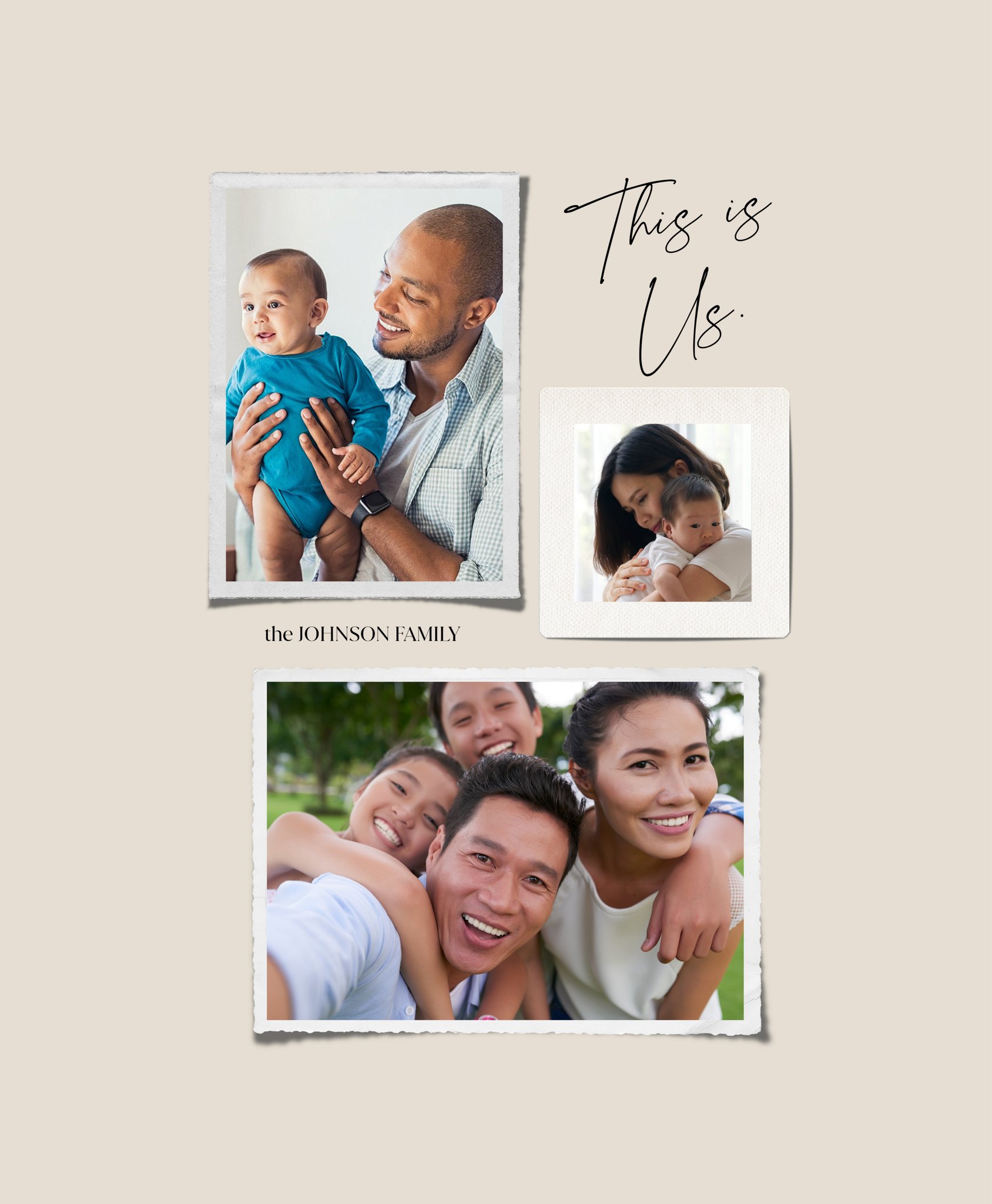 Canvas Prints 11x14 This Is Us Photo Collage Customizable in Beige, Vertical