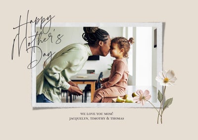Realistic Flower Mothers Day Folded Card, 5x7