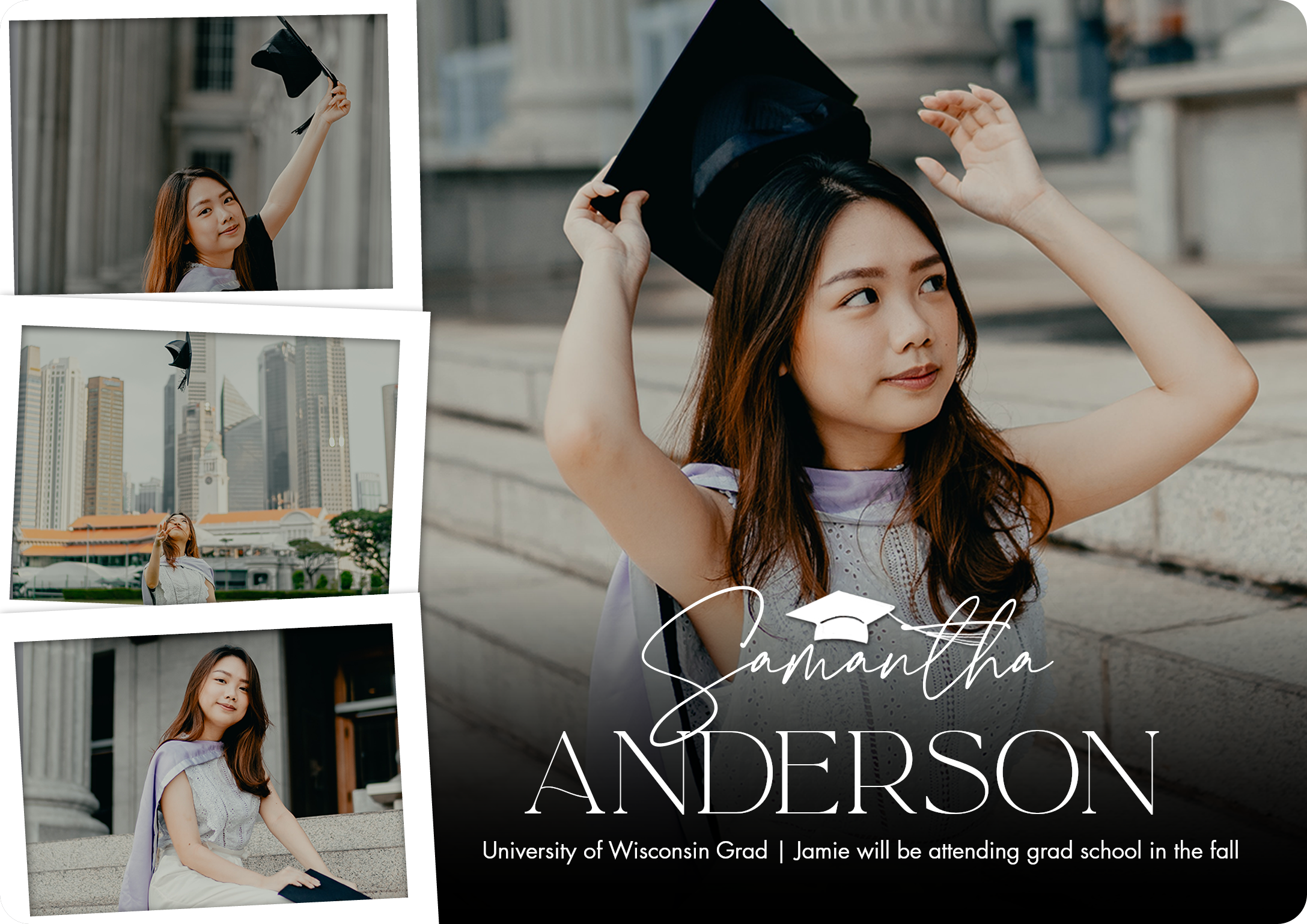Grad Personalized Gallery Premium Double Sided Photo Card in Black, 5x7, Horizontal