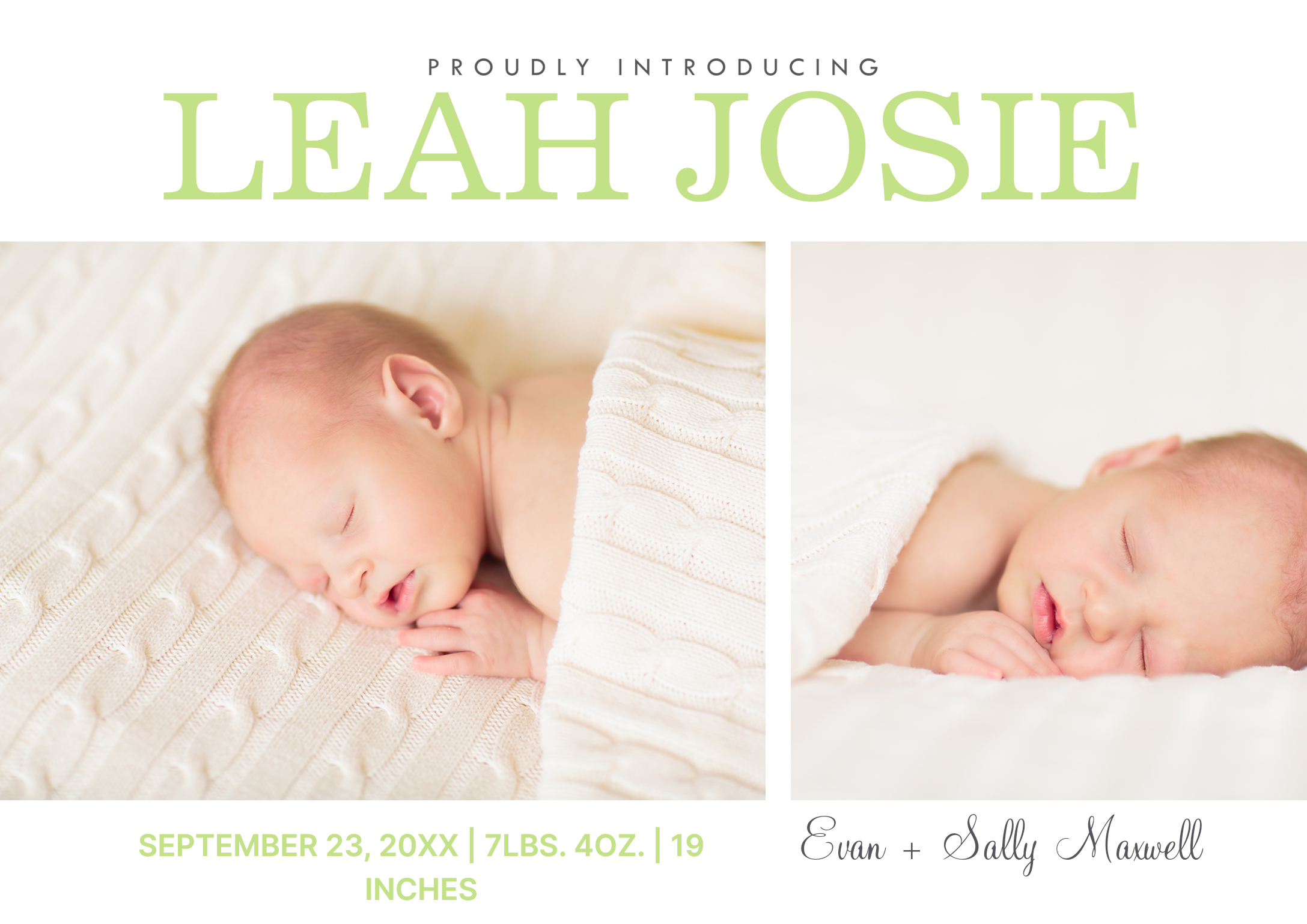 Simplistic Collage Premium Double Sided Photo Card in Green, 5x7, Horizontal
