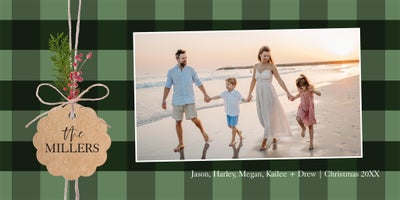 Tartan Tag Photo Card, Square, 4x8