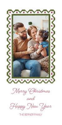 Cross Stitch Photo Card, Square, 4x8